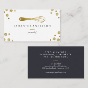 Bakery Gold whisk polka dots chef business cards
