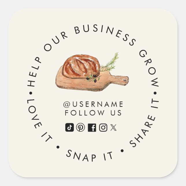 Bakery Help our Business Grow Social media Square Sticker (Front)
