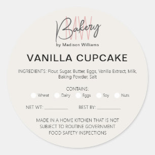 Bakery Home Allergy Legal License Business Sticker