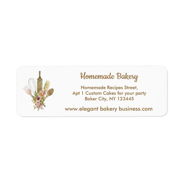 Bakery Home Made Cooking chef Return Address Label (Front)