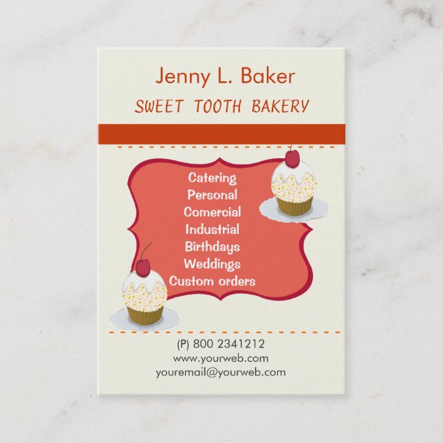 Bakery Homemade Cupcakes & Confections Business Card (Front)