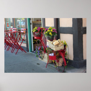 Bakery in Bicycle Basket At Solvang in Color Poster