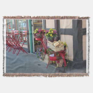 Bakery in Bicycle Basket At Solvang in Colour Throw Blanket