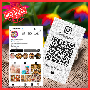 Bakery Instagram Chef White Pastry Caterer QR Code Business Card