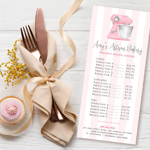 Bakery Kitchen Mixer Pink Stripes Dessert Menu