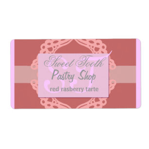 Bakery label pink and silver lace