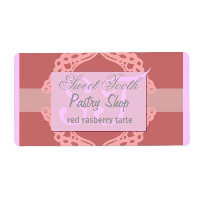 Bakery label pink and silver lace (Front)