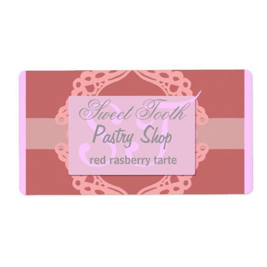Bakery label pink and silver lace shipping label