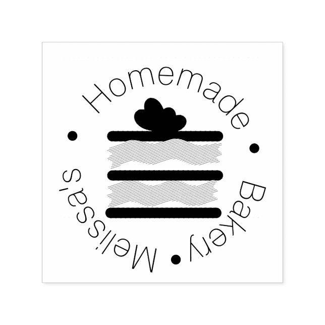 Bakery Logo Baking Cake Slice Heart Sprinkles Self-inking Stamp (Design)