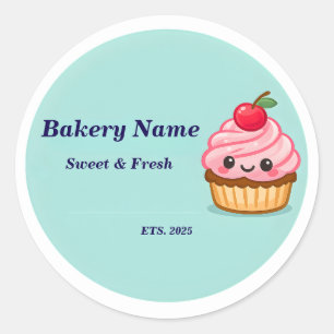 Bakery Logo Sticker - Custom Cute Cupcake Design