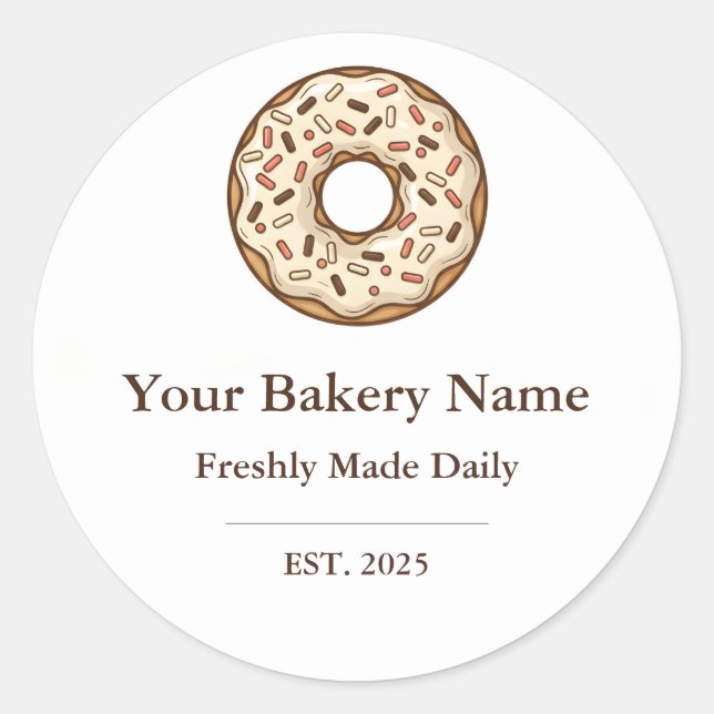 Bakery Logo Sticker - Custom Donut Icon Design (Front)