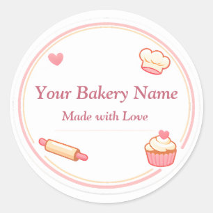 Bakery Logo Sticker - Pink Baking Icons Mix Design
