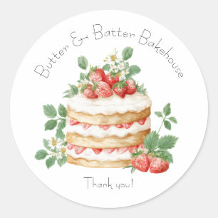 Bakery Logo Stickers,  Strawberry Cake Label