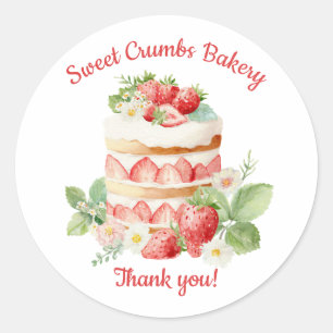 Bakery Logo Stickers,  Strawberry Cake Label