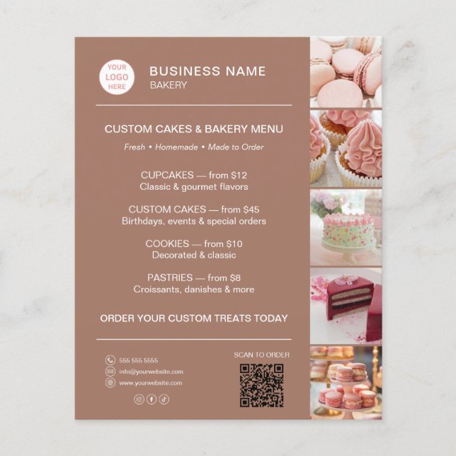 Bakery Menu Custom Logo QR Code (Front)