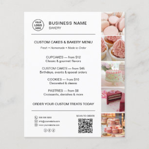 Bakery Menu Custom Logo QR Code White