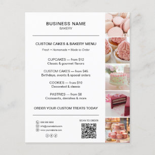 Bakery Menu Flyer Template QR Code White