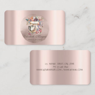 Bakery Mixer Flowers Rose Gold Circle Business Card