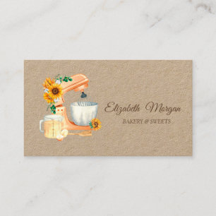Bakery Mixer Sunflowers Kraft Business Card