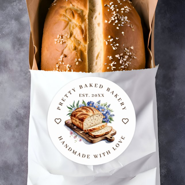 Bakery Modern Watercolor Bread  Classic Round Sticker (Creator Uploaded)