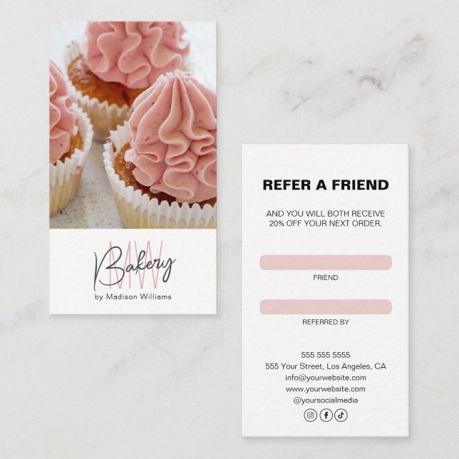 Bakery Monogram Logo Business Referral Card  (Front/Back)