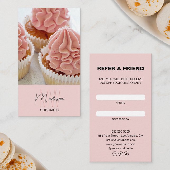 Bakery Monogram Logo Business Referral Card  (Bakery Monogram Logo Business Referral Card)