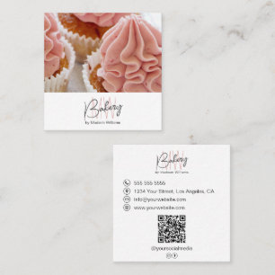 Bakery Monogram Logo Photo QR Busines Square Business Card