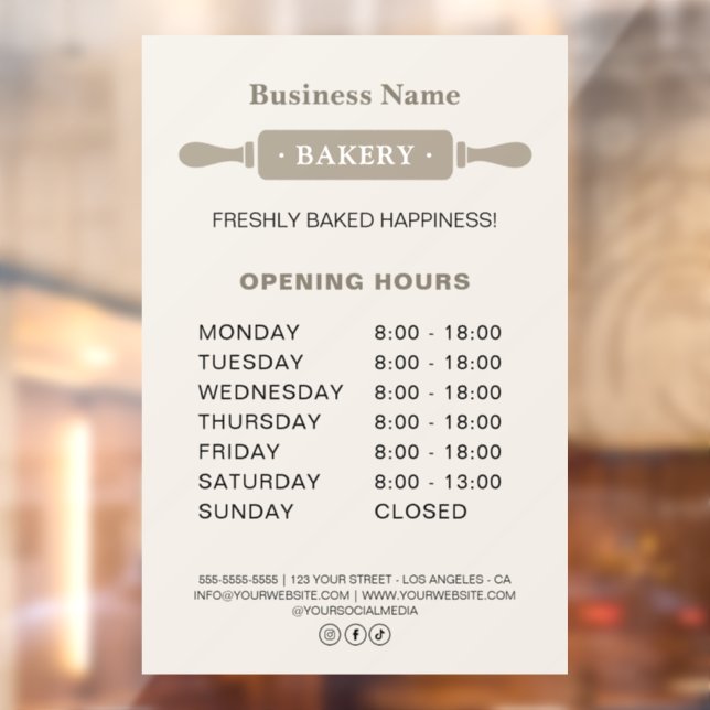 Bakery Opening Hours Rolling Pin (Sheet 2)