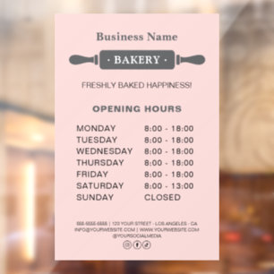 Bakery Opening Hours Rolling Pin Pink