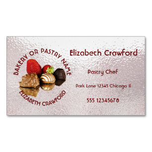 Bakery Or Pastry Sweets Cake Shop With Your Name Magnetic Business Card