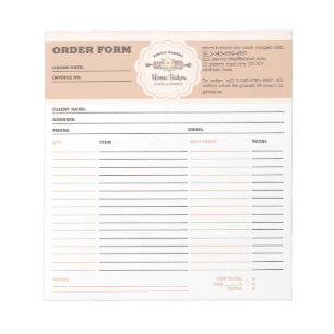 Bakery Order Form Notepad