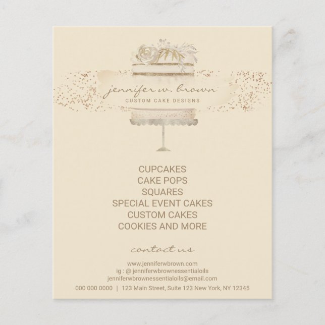 Bakery Pastries Custom Decorated Birthday Cake Flyer (Front)