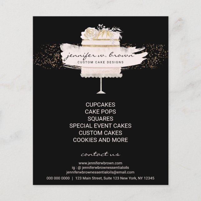 Bakery Pastries Patisserie Custom Decorated Cakes Flyer (Front)