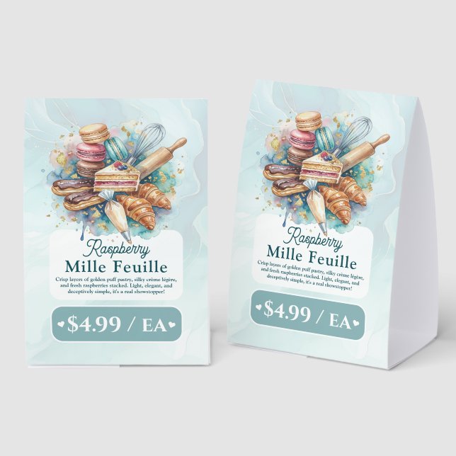 Bakery Pastry Baker Display Sign Label Price Tag (Front/Back)
