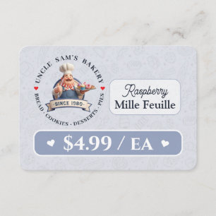 Bakery Pastry Baker Display Sign Label Price Tag Thank You Card