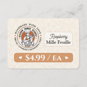 Bakery Pastry Baker Display Sign Label Price Tag Thank You Card
