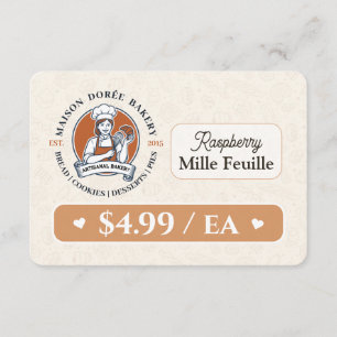 Bakery Pastry Baker Display Sign Label Price Tag Thank You Card