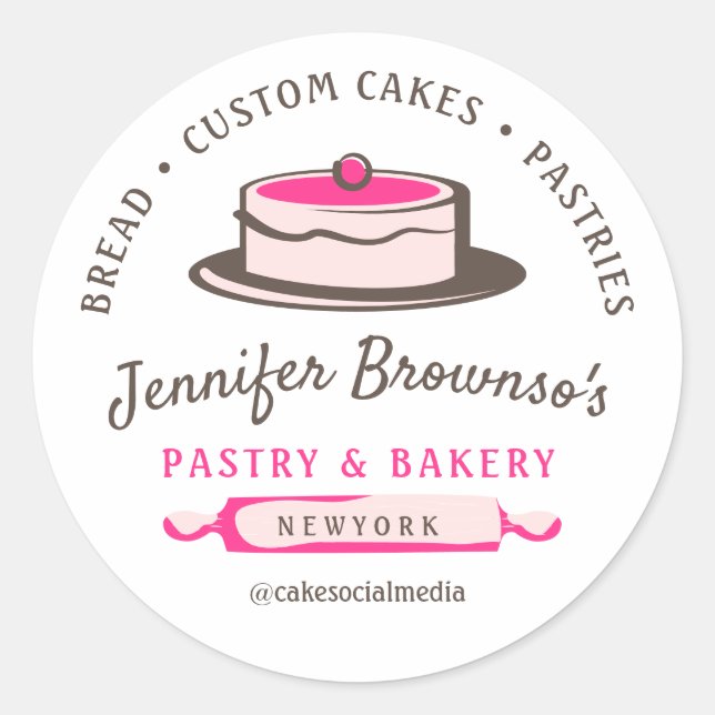 Bakery Pastry Cake Artist Cupcake Classic Round Sticker (Front)