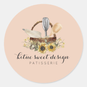 Bakery Pastry Cake Decorator Orange Classic Round Sticker