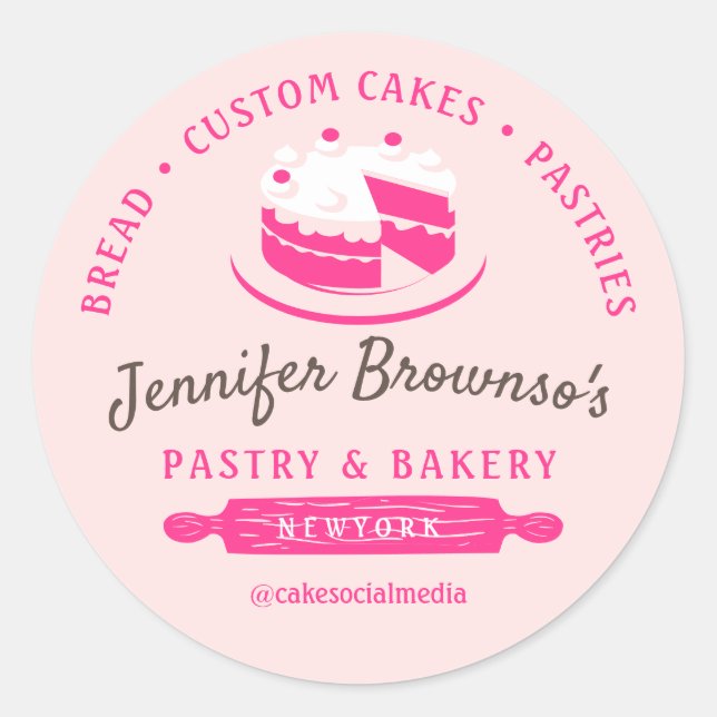 Bakery Pastry Cake Small Business chef Classic Round Sticker (Front)