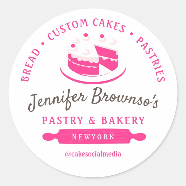 Bakery Pastry Cake Small Business Classic Round Sticker (Front)