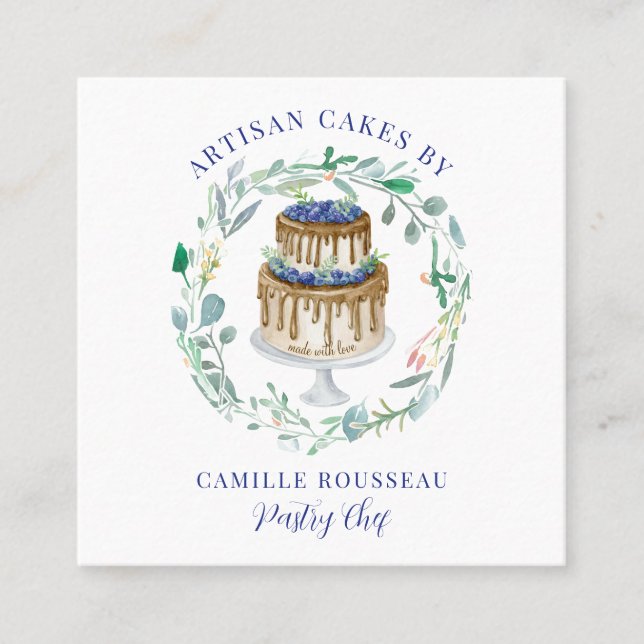Bakery Pastry Chef Baker Square Business Card (Front)