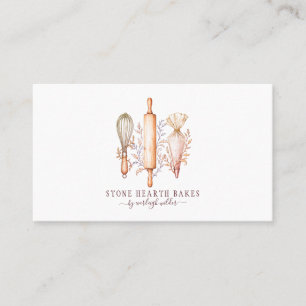 Bakery Pastry Chef Baker Utensils Pink  Business Card