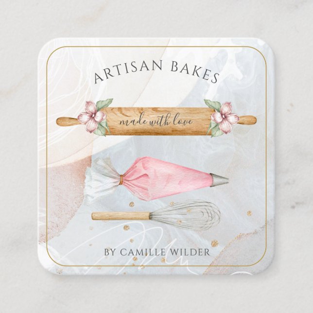 Bakery Pastry Chef Bakers Tools Business  Square Business Card (Front)