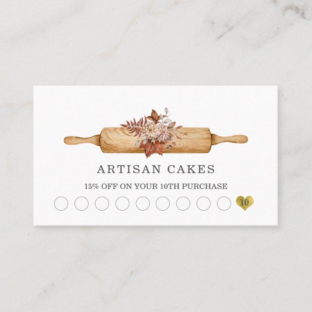 Bakery Pastry Chef Bakers Tools Loyalty Punch Card (Front)