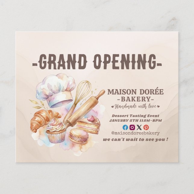 Bakery Pastry Chef Baking Catering Grand Opening Flyer (Front)