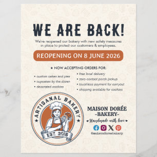 Bakery Pastry Chef Baking Catering Grand Reopening Flyer