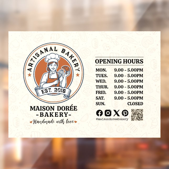 Bakery Pastry Chef Baking Catering Opening Hours (Sheet 2)