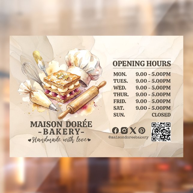 Bakery Pastry Chef Baking Catering Opening Hours (Sheet 2)