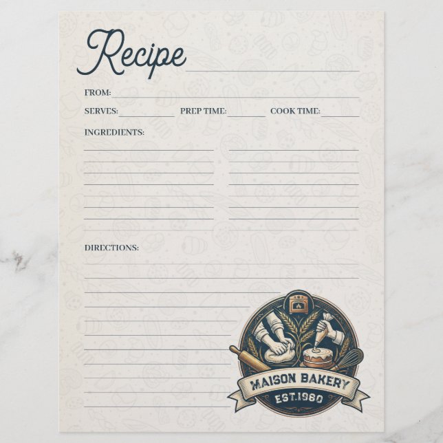 Bakery Pastry Chef Baking Recipe Page Cookbook (Front)
